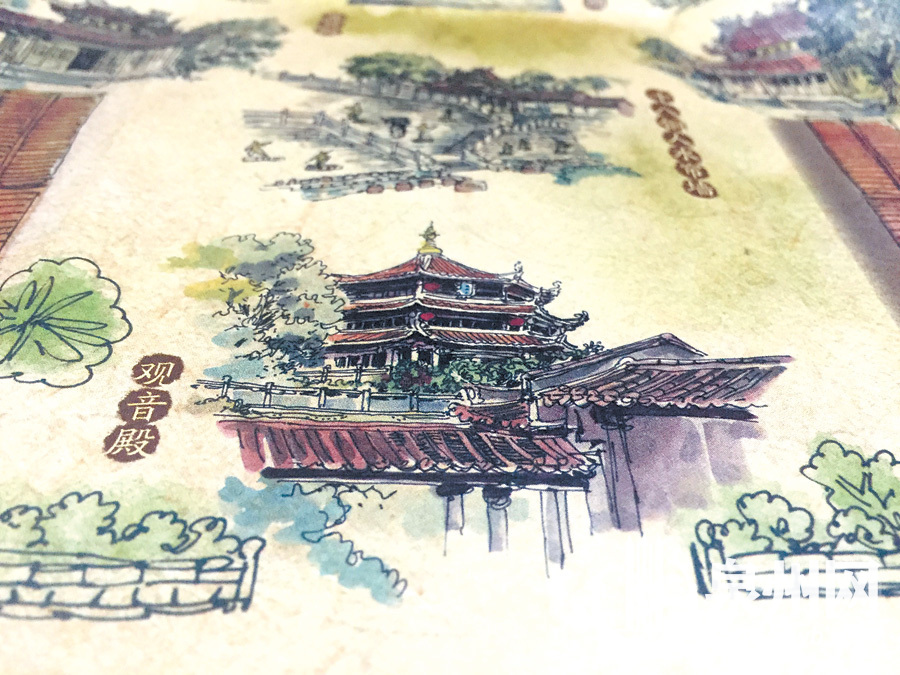 泉州少林寺推出手绘地图 囊括全寺40个景点 -八