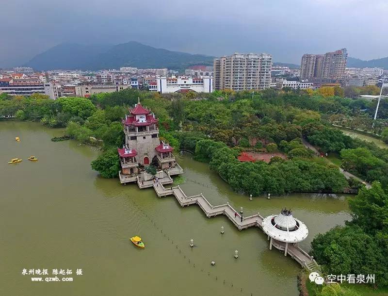 航拍“鲤鱼城”泉州之鲤珠——东湖公园